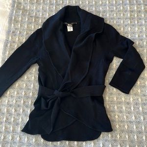 BCBG 100% Merino Wool Wrap Cardigan S Black